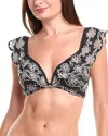 Kate Spade New York Eyelet Ruffle Bikini Top In Black