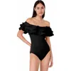 Kate Spade New York Ruffle One Piece Swimsui In Black