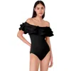 Kate Spade New York Ruffle One Piece Swimsui In Black