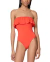 Kate Spade New York Ruffle One Piece Swimsuit In Goji Berry