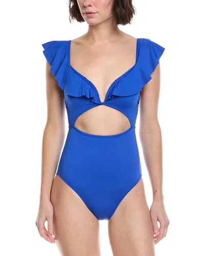 Kate Spade New York Ruffle V-wire One-piece In Blue