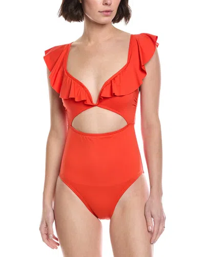 Kate Spade New York Ruffle V-wire One-piece In Red