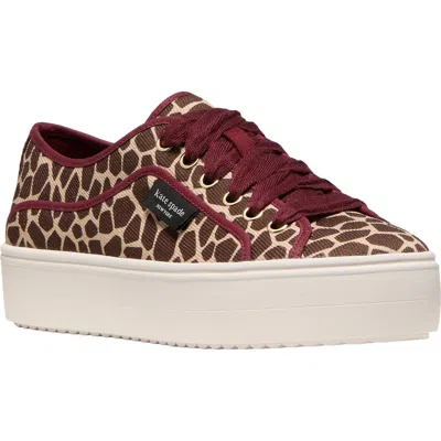 Kate Spade New York Sam Crystal Embellished Platform Sneaker In Burgundy