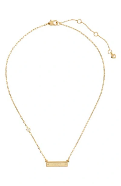 Kate Spade New York Sam Icon Bar Necklace In Clear/gold.