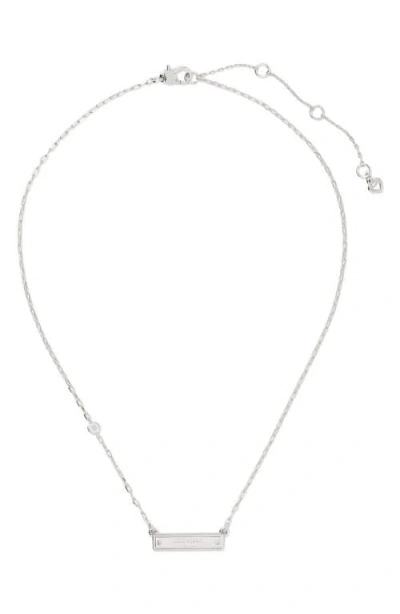 Kate Spade New York Sam Icon Bar Necklace In Clear/silver.
