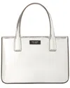 Kate Spade New York Sam Icon Metallic Leather Square Tote In Silver