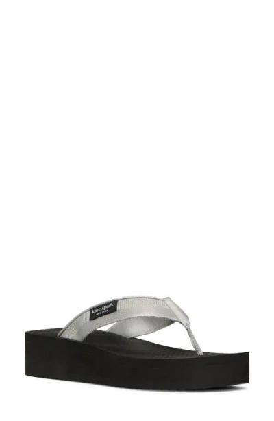 Kate Spade New York Sam Icon Platform Wedge Flip Flop In Silver