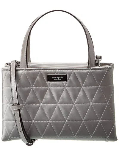 Kate Spade New York Sam Icon Quilted Satin & Leather Small Tote In Silver