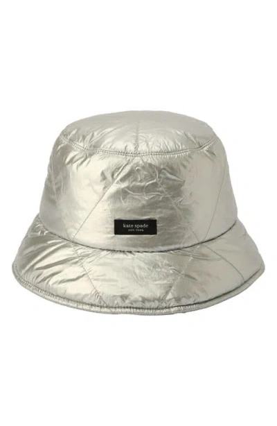 Kate Spade New York Sam Metallic Quilted Bucket Hat In Silver