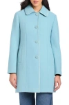 Kate Spade New York Satin Pipe Trim Wool Blend Coat In Blue