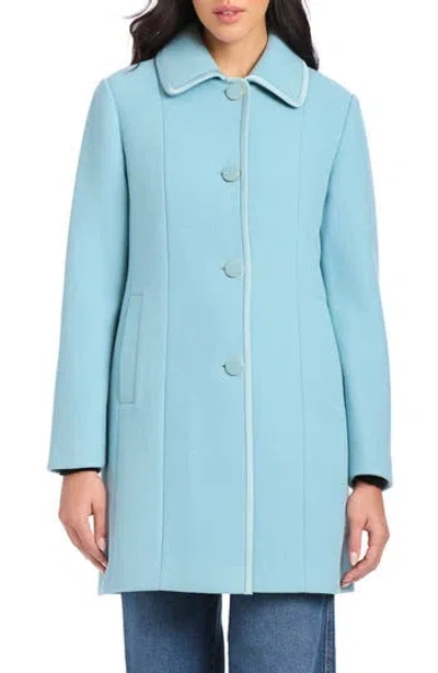 Kate Spade New York Satin Pipe Trim Wool Blend Coat
