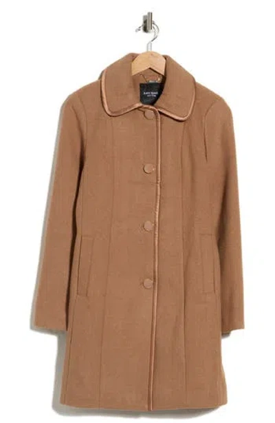 Kate Spade New York Satin Trim Wool Blend Coat In Nude