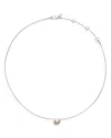 Kate Spade Two-tone Sculpted Spade Mini Pendant Necklace In Metallic