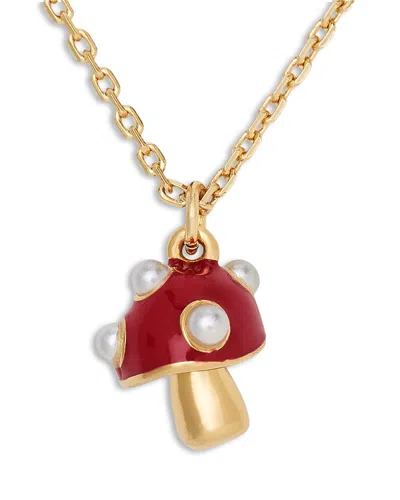 Kate Spade New York Secret Garden Imitation Pearl Mushroom Pendant Necklace, 16-19 In Orange