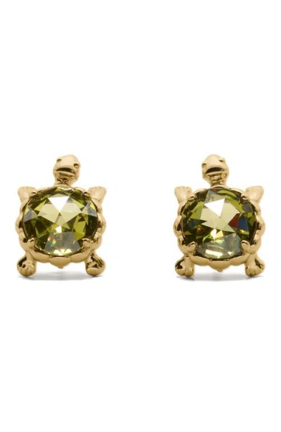 Kate Spade Gold-tone Secret Garden Turtle Stud Earrings In Multi