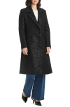 Kate Spade New York Sequin Pattern Longline Coat In Black