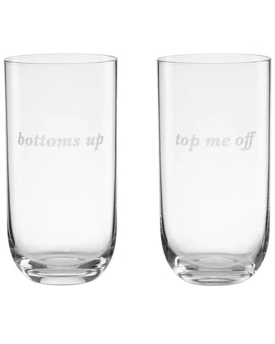 Kate Spade New York Set Of 2 Bottoms Up & Top Me Off, Hiball Glasses