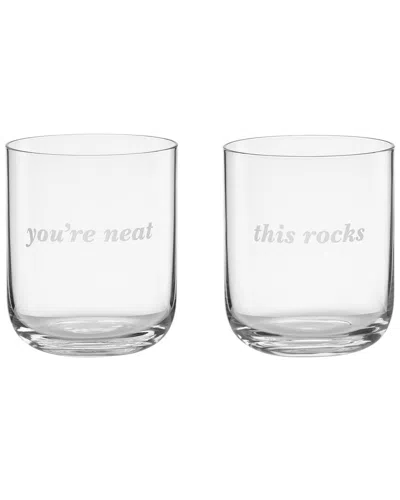 Kate Spade New York Set Of 2 This Rocks & You're Neat Dof Glasses