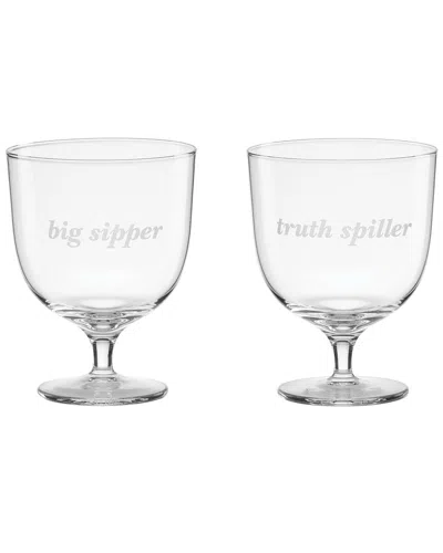 Kate Spade New York Set Of 2 Truth Spiller & Big Sipper Short Wine Glasses In Transparent