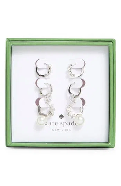 Kate Spade New York Set Of 3 Assorted Mini Hoop Earrings In Metallic