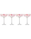 Kate Spade New York Set Of 4 It's Raining Pink Confetti Coupe Glasses