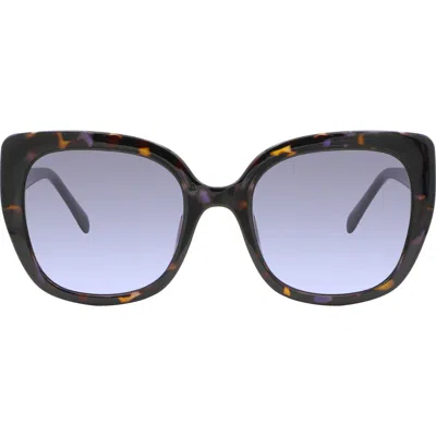 Kate Spade New York Shaina 56mm Oversize Square Sunglasses In Blue Havana/grey Fuschia Ms