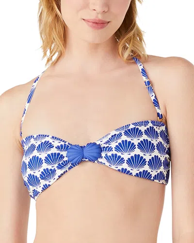 Kate Spade New York Shell Print Bandeau Bikini Top In Blue Berry