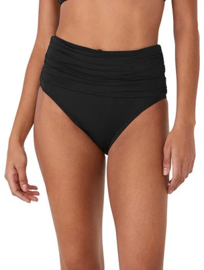 Kate Spade New York Shirred High Waist Bikini Bottom In Black