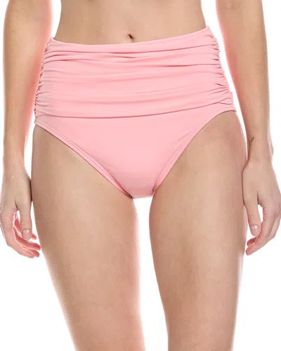 Kate Spade New York Shirred High-waist Bikini Bottom In Pink