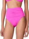 Kate Spade New York Shirred High Waist Bikini Bottom In Vivid Snapdragon