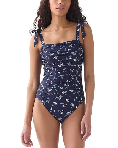 Kate Spade New York Shirred One Piece Swimsuit In Blue