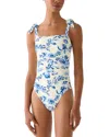 Kate Spade New York Shirred One Piece Swimsuit In Blue
