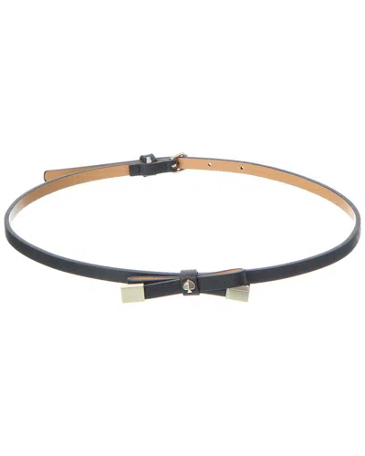 Kate Spade New York Shoestring Bow Leather Belt In Black