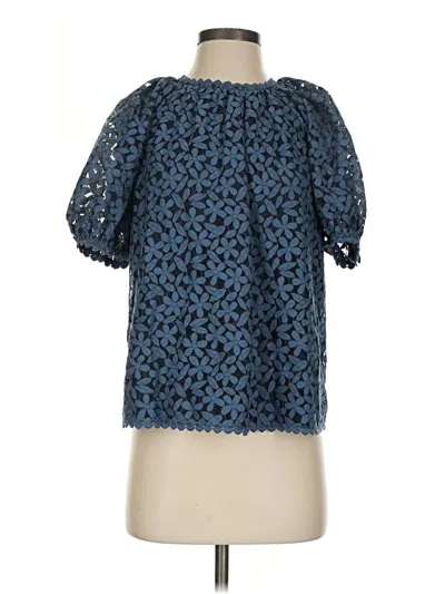 Pre-owned Kate Spade New York Short Sleeve Blouse In Blue