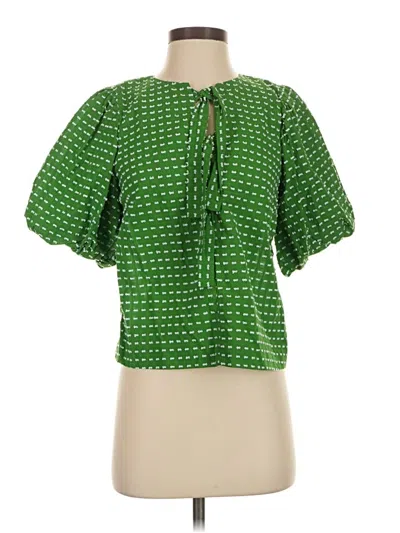 Pre-owned Kate Spade New York Short Sleeve Blouse In Green