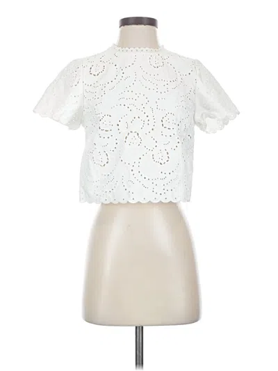 Pre-owned Kate Spade New York Short Sleeve Blouse In White