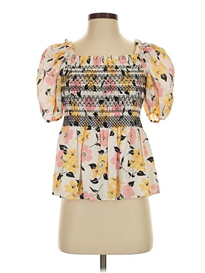 Pre-owned Kate Spade New York Short Sleeve Blouse In Yellow