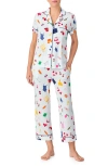 Kate Spade New York Short Sleeve Crop Pajamas In Blue/white Multi