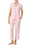 Kate Spade New York Printed Short Sleeve Pajama Set In Pink Flamingo