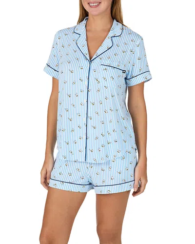 Kate Spade New York Short Sleeve Notch Boxer Pajama Set - Exclusive In Blue