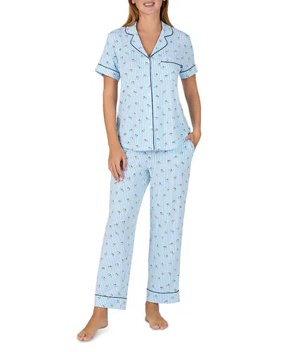 Kate Spade New York Short Sleeve Notch Pajama Set - Exclusive In Blue