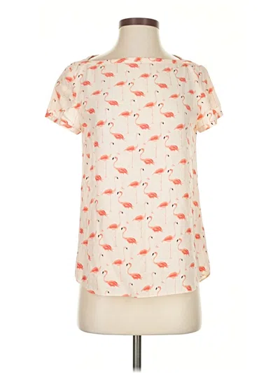 Pre-owned Kate Spade New York Short Sleeve Silk Top Orange Keyhole Neckline Tops