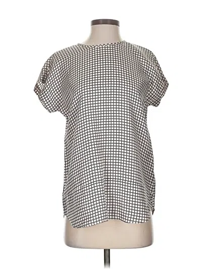 Kate Spade New York Short Sleeve Silk Top Silver Crew Neck Tops In Gray