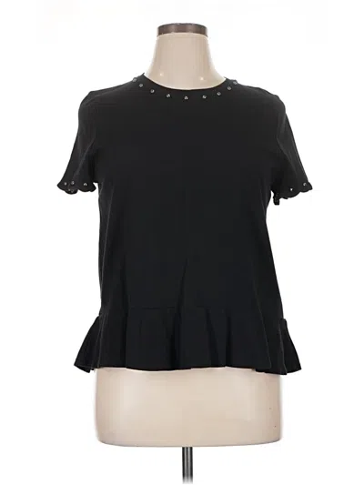 Pre-owned Kate Spade New York Short Sleeve Top Black Mock Neckline Tops