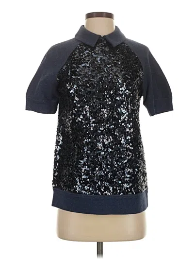 Pre-owned Kate Spade New York Short Sleeve Top Blue Mock Neckline Tops