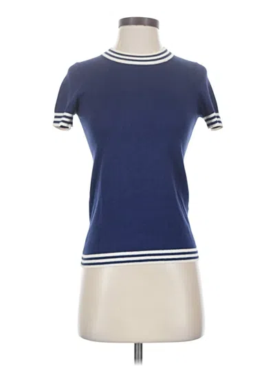 Pre-owned Kate Spade New York Short Sleeve Top Blue Mock Neckline Tops