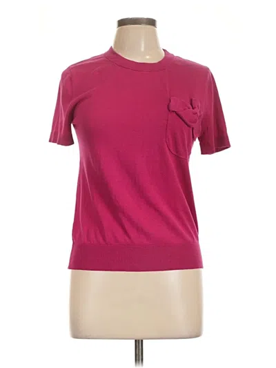 Pre-owned Kate Spade New York Short Sleeve Top Burgundy Crew Neck Tops