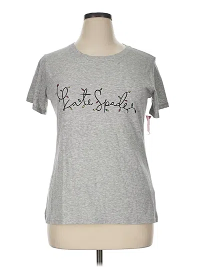 Pre-owned Kate Spade New York Short Sleeve Top Gray Crew Neck Tops