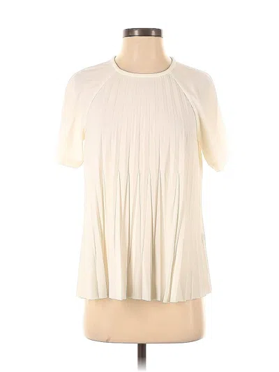 Pre-owned Kate Spade New York Short Sleeve Top Ivory Mock Neckline Tops In White