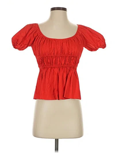 Pre-owned Kate Spade New York Short Sleeve Top Red Sweetheart Neckline Tops